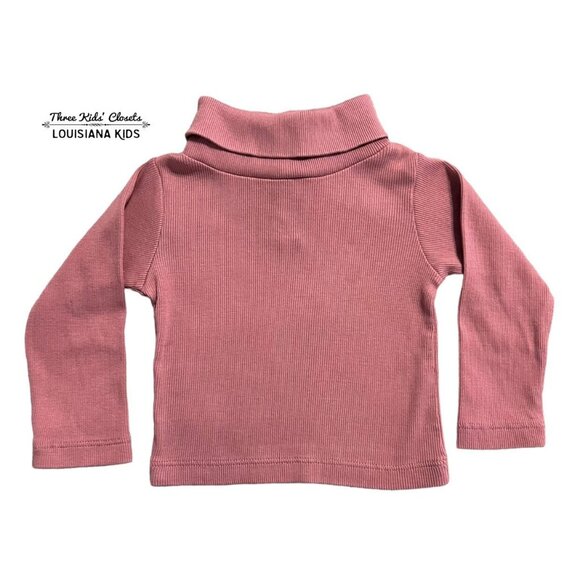 Misha & Puff 12-18m Mauve Organic Ribbed Pima Cotton Turtleneck Shirt